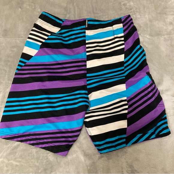 Maui and Sons Men's Striped Swim Shorts - Blue, Black, Purple Size 32 - Picture 2 of 13